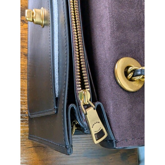 Authentic Coach Parker Shoulder Bag Black Leather Gold toned Chain Strap - Picture 12 of 16